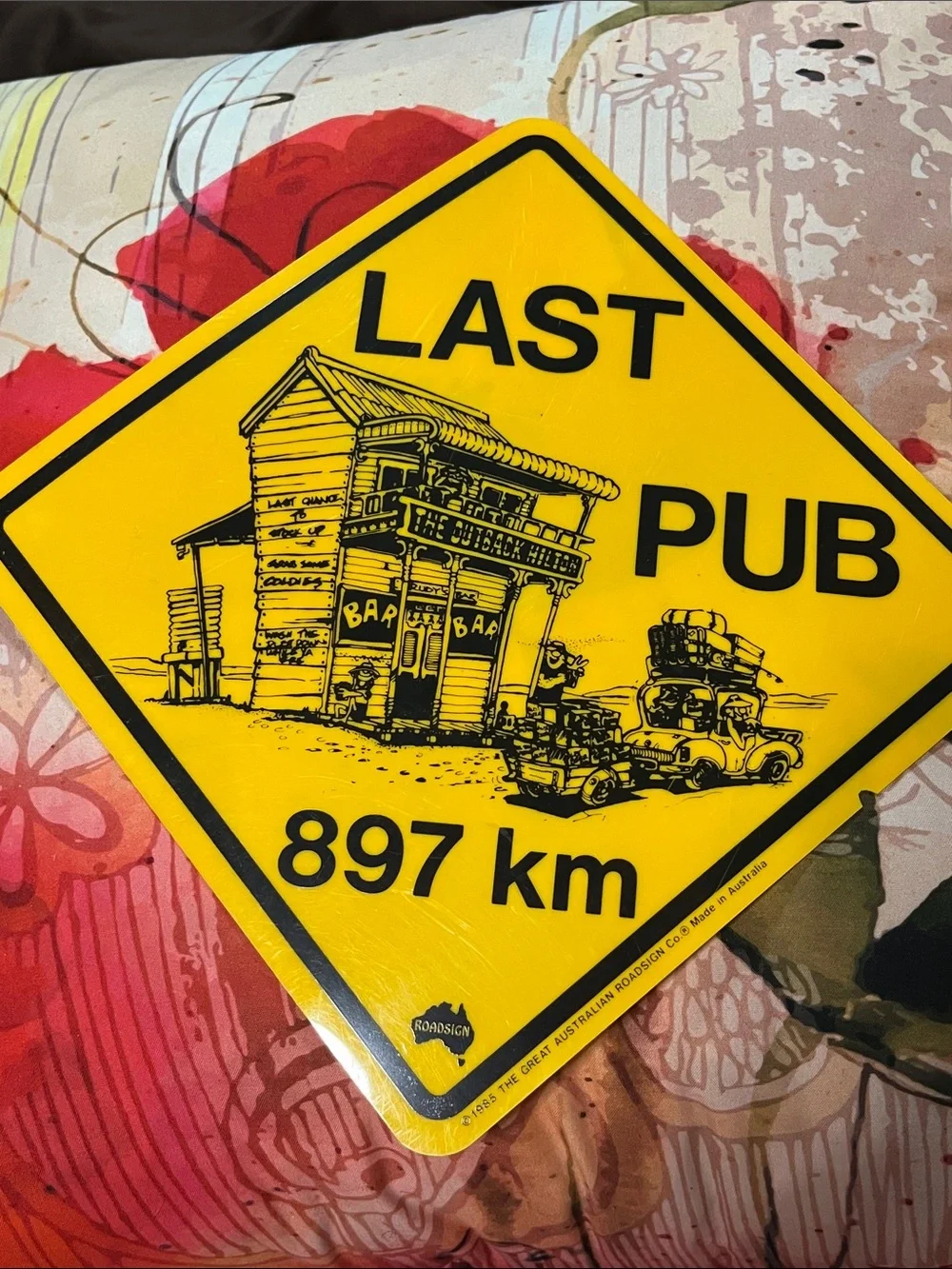 Yellow Road Sign Wall Decor - Retro Bar Graphic